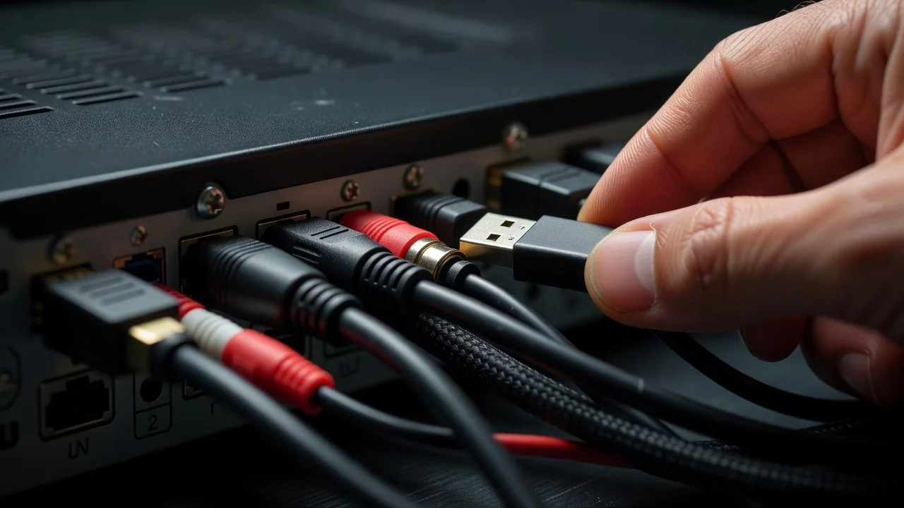 Pendrive conectado a receptor de TV por satélite