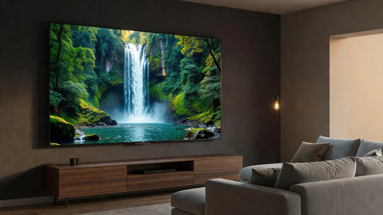 TV exibindo documentário em alta definição